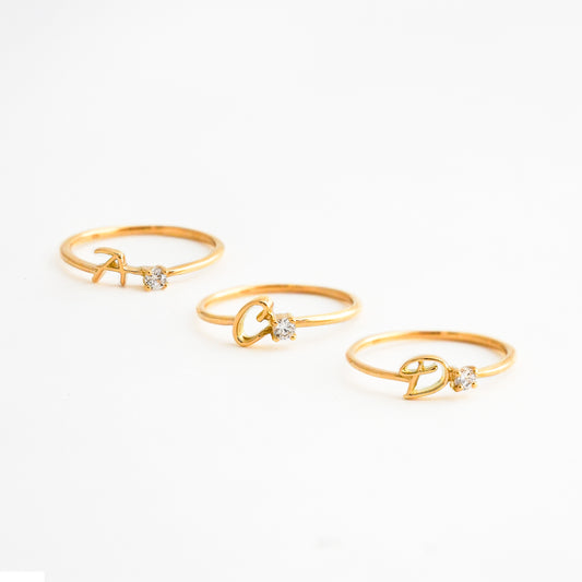 Anillo Inicial Natal con circón en Oro 18K