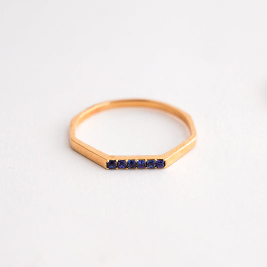 Anillo Octogonal Zafiro Azul en Oro 18K