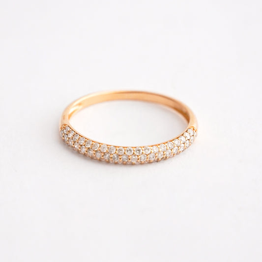 Anillo cupula diamantes naturales en Oro18k