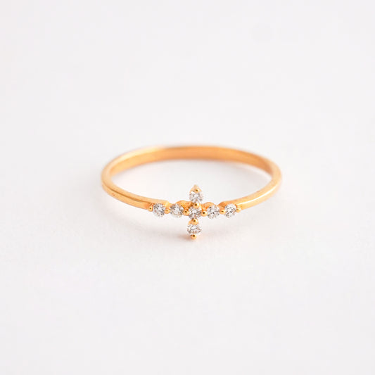 Anillo Cruz con Diamantes en Oro 18K
