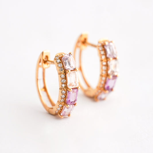 Argollas Fancy Sapphires con diamantes naturales en Oro 18k