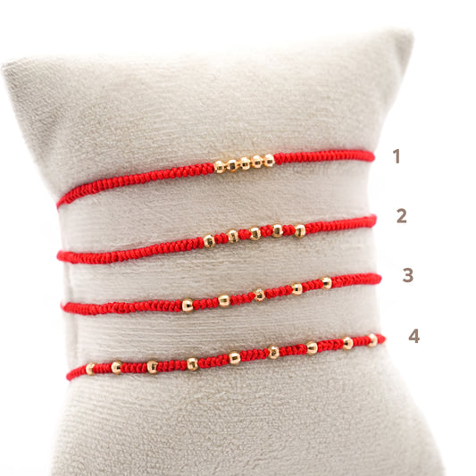 Pulsera tejida red line con bolitas diamantadas 2.5 mm en Oro18k