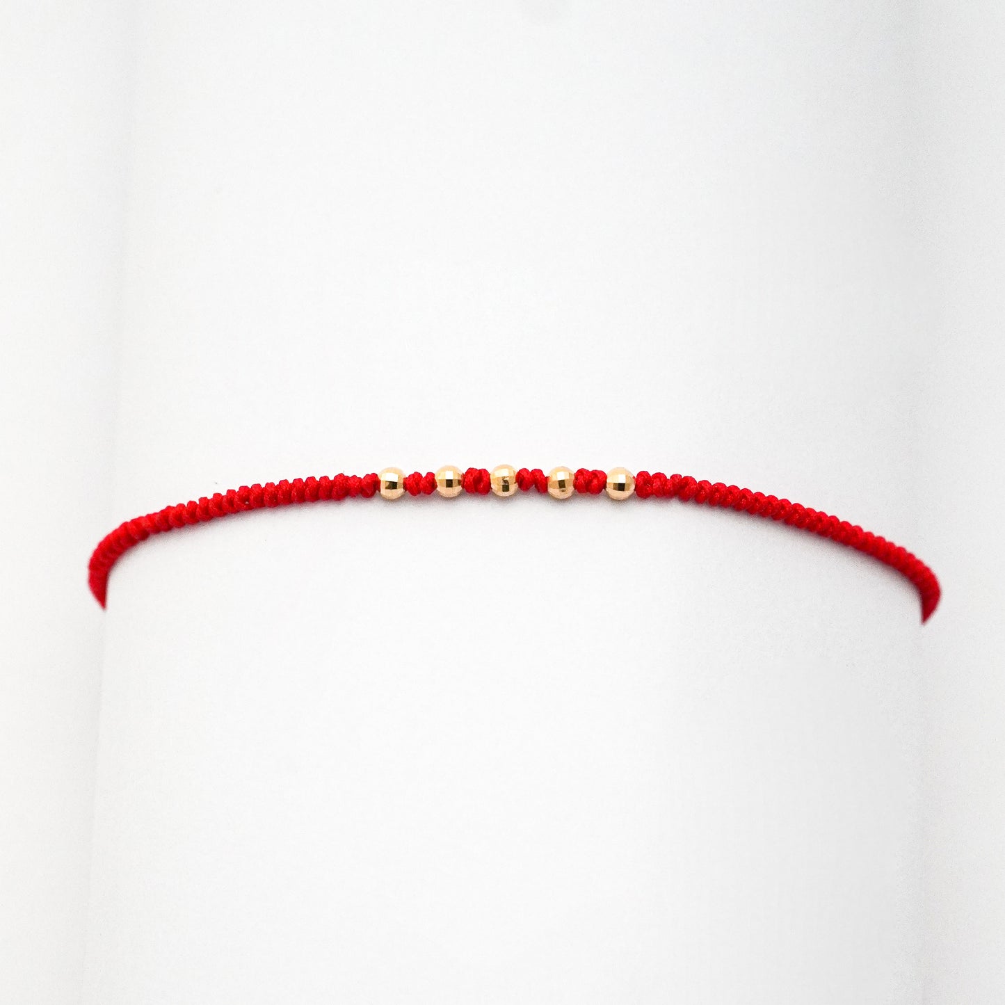 Pulsera tejida red line con bolitas diamantadas 2.5 mm en Oro18k
