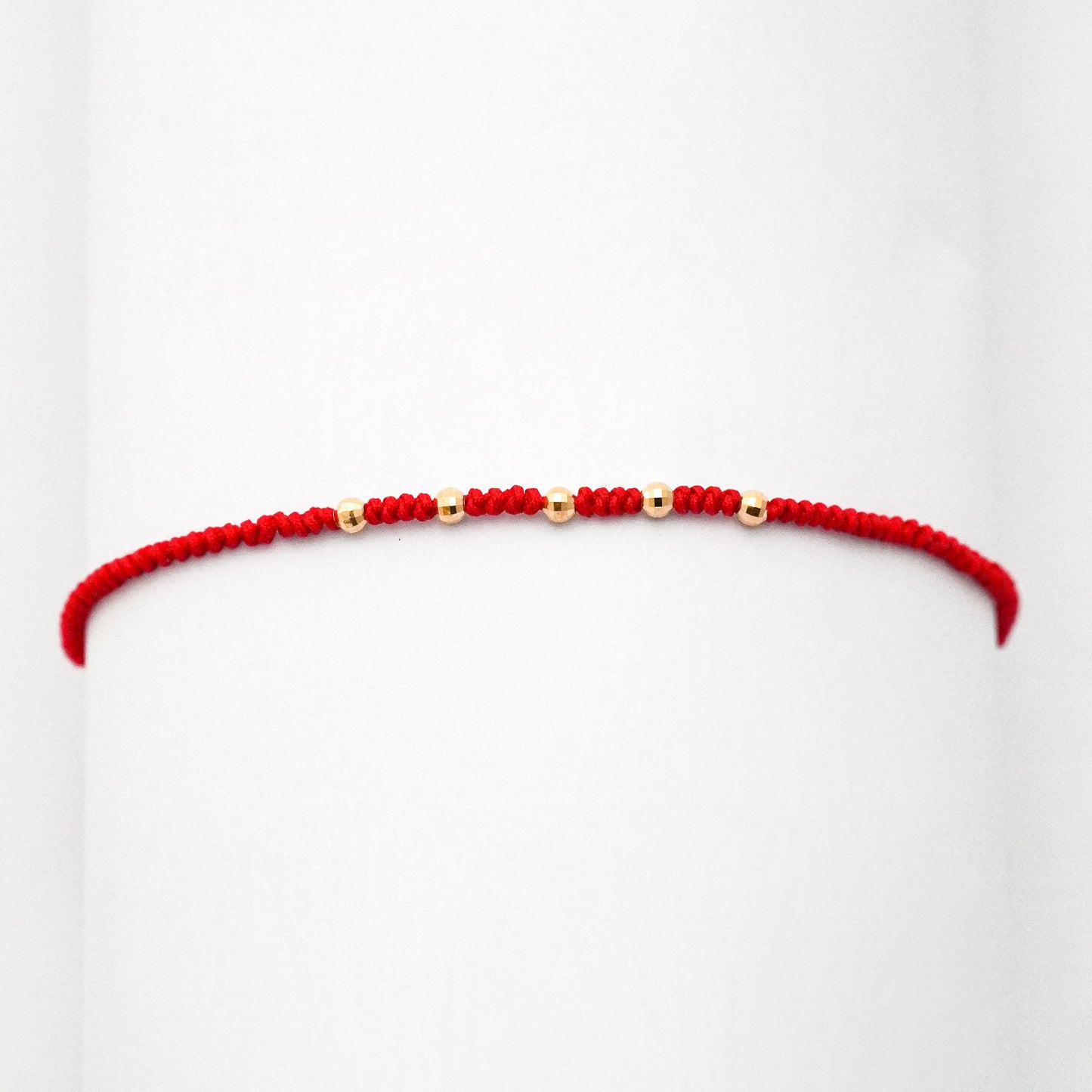Pulsera tejida red line con bolitas diamantadas 2.5 mm en Oro18k