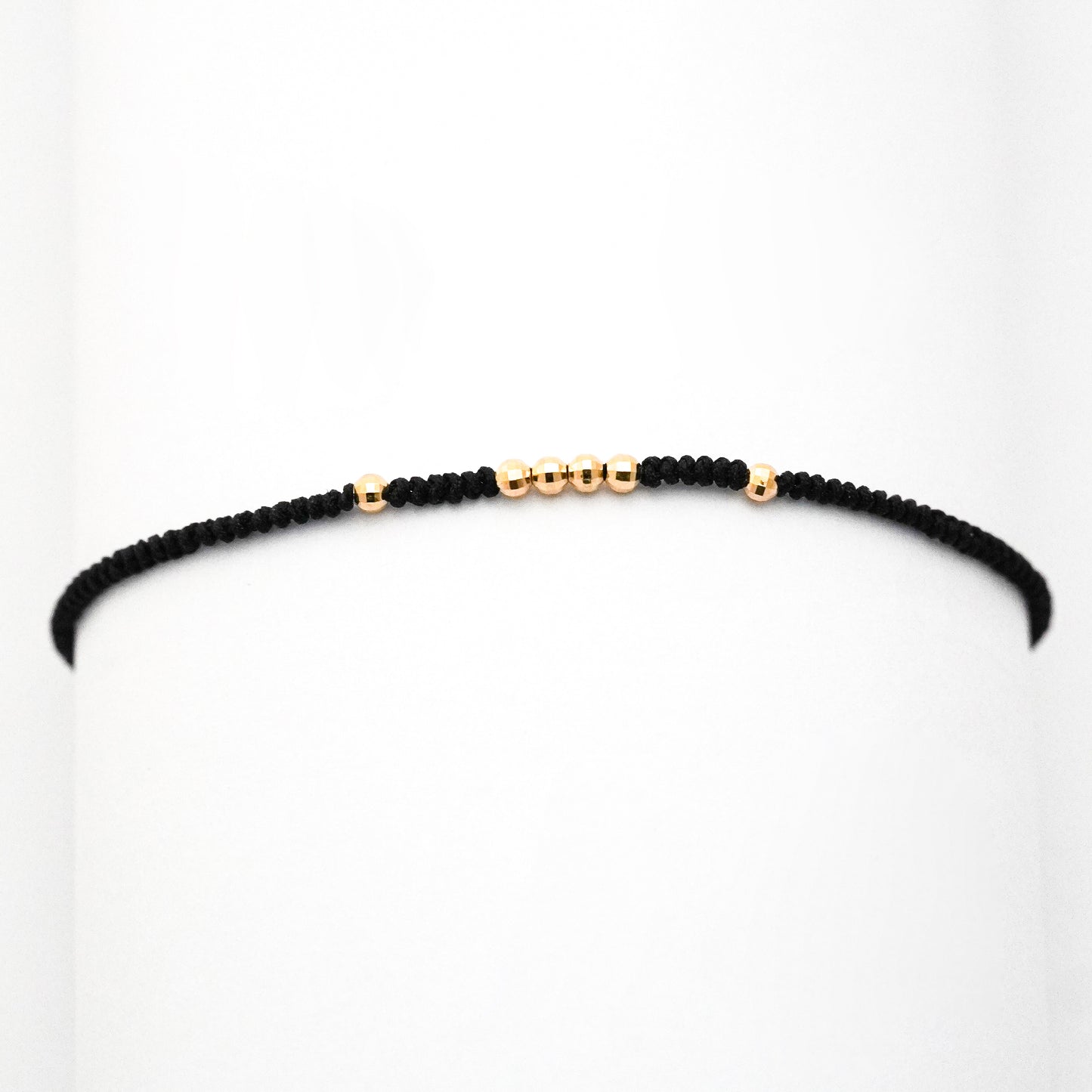 Pulsera tejida black line con bolitas diamantadas 2.5 mm en Oro18k