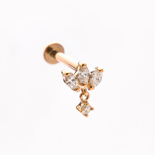 Piercing colgante mini flor de lotto en Oro18k con diamantes naturales
