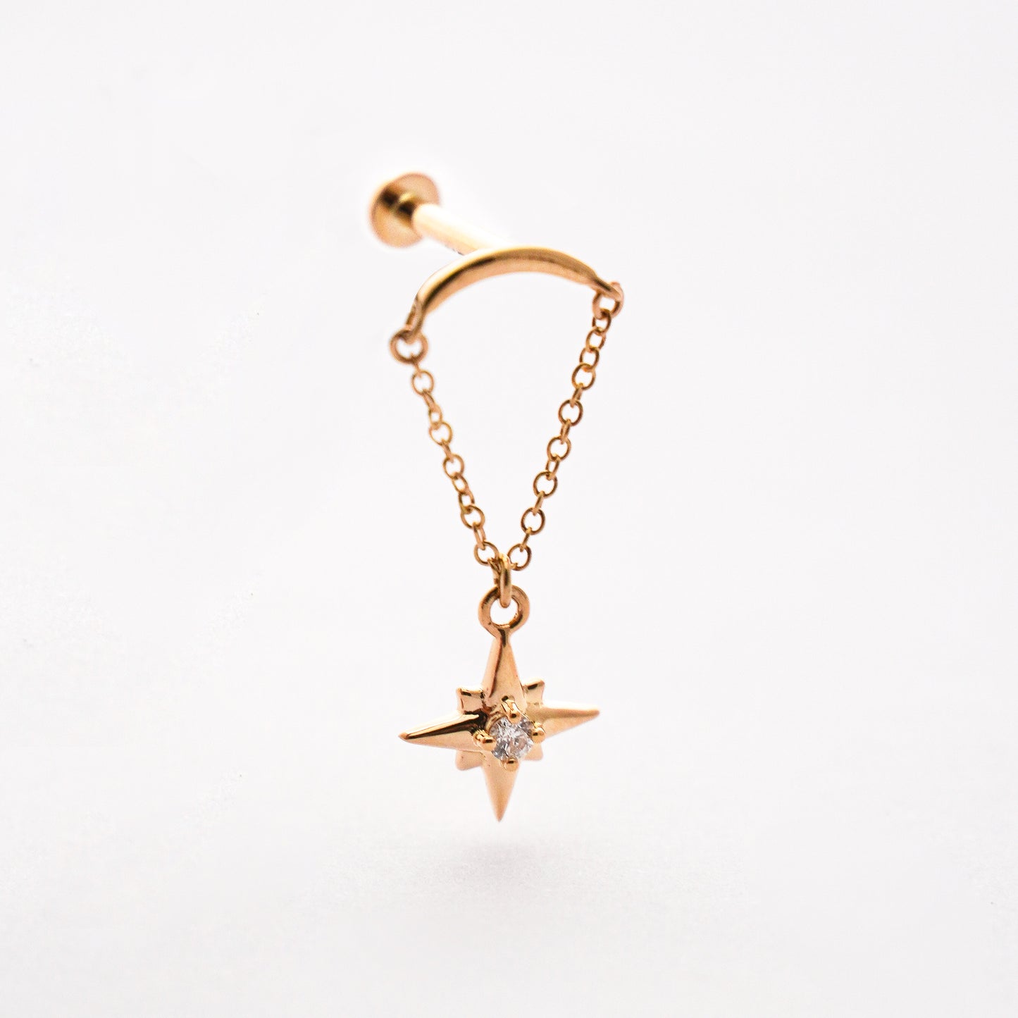 Piercing Colgante de Estrella del Norte con Diamantes Naturales en Oro 18K