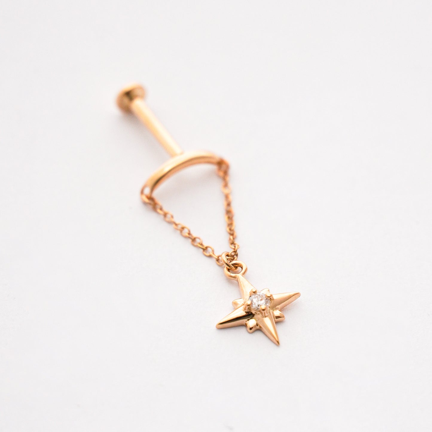 Piercing Colgante de Estrella del Norte con Diamantes Naturales en Oro 18K