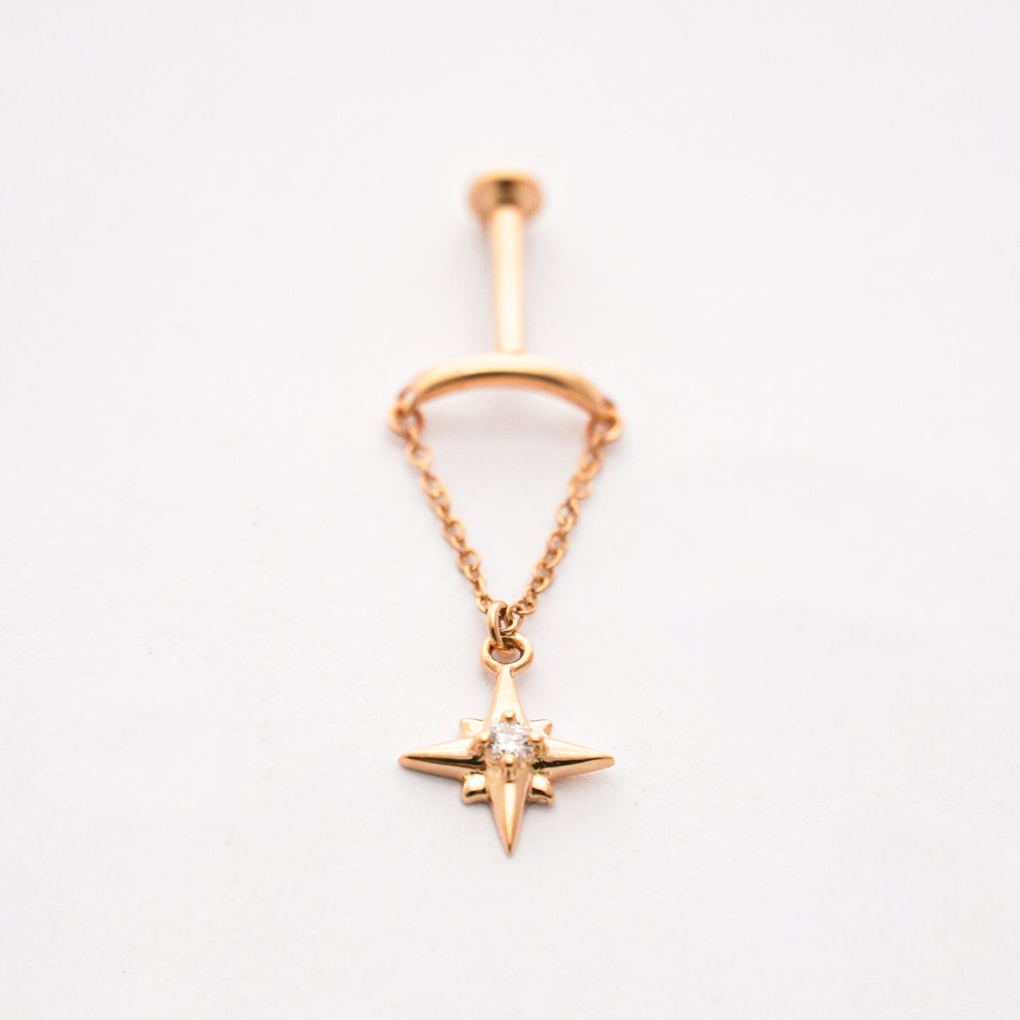 Piercing Colgante de Estrella del Norte con Diamantes Naturales en Oro 18K