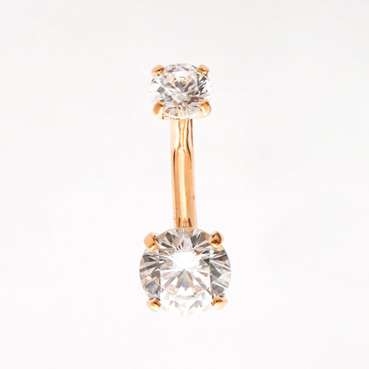 Piercing de ombligo con zirconia High Carbon en Oro18k
