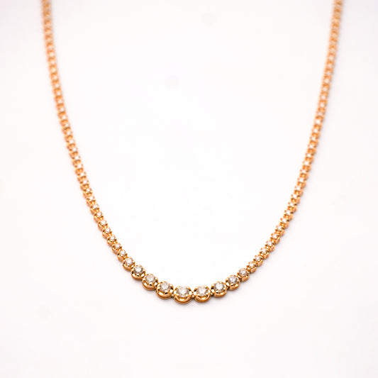 Collar Tenis Cup con diamante naturales en oro amarillo 18k