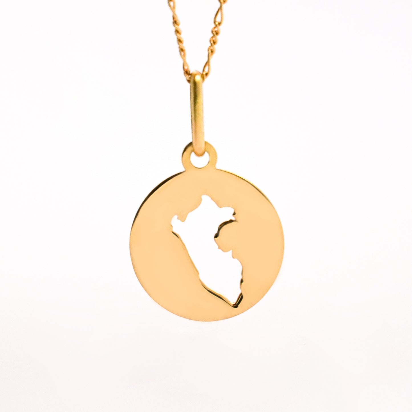 Dije mapa de perú redondo Oro18k