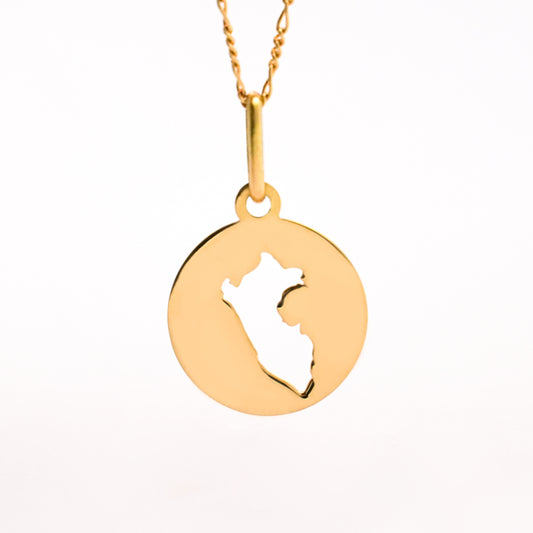 Dije mapa de perú redondo Oro18k