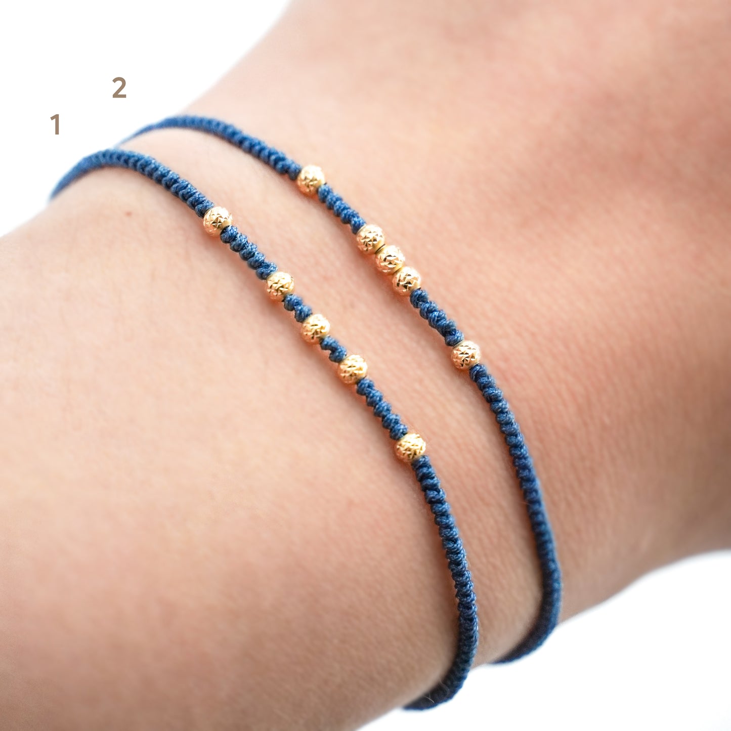 Pulsera blue line con bolitas diamantadas 2.5 mm en Oro18k