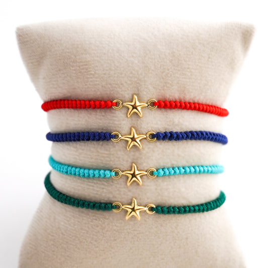 Pulsera tejida estrellita de mar en Oro18k
