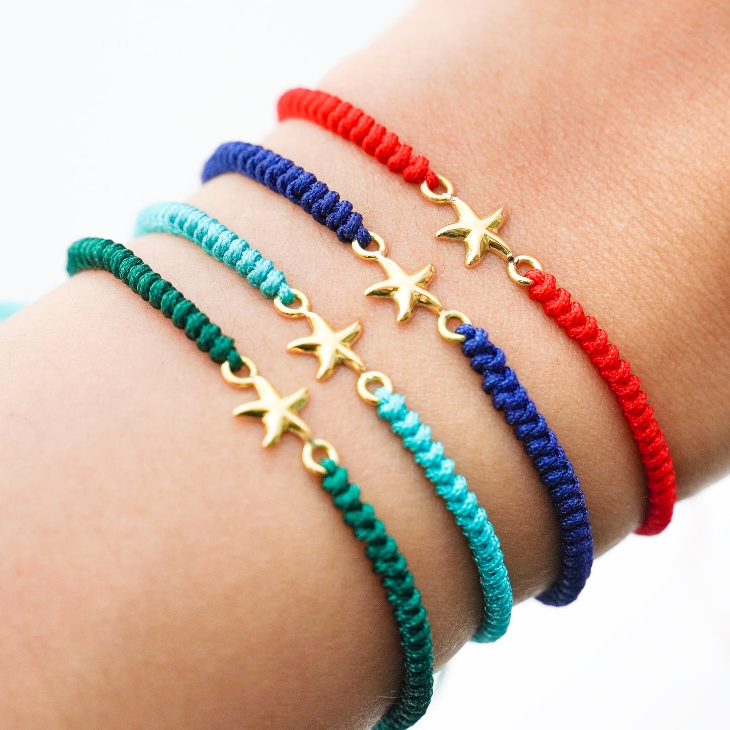 Pulsera tejida estrellita de mar en Oro18k