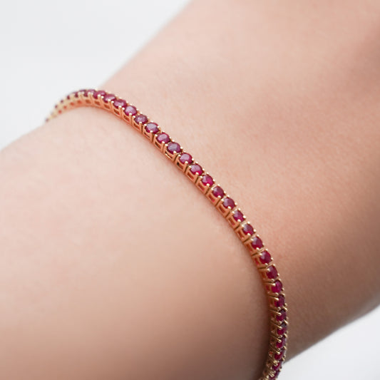 Tenis de rubí natural 3.75 cts en oro18k