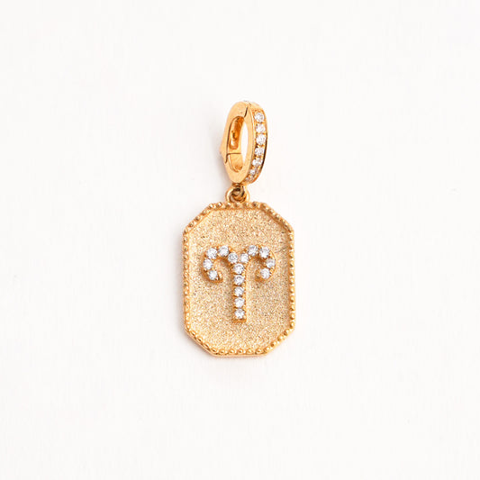 Dije de signo zodiacal con diamantes naturales en Oro18k - Aries