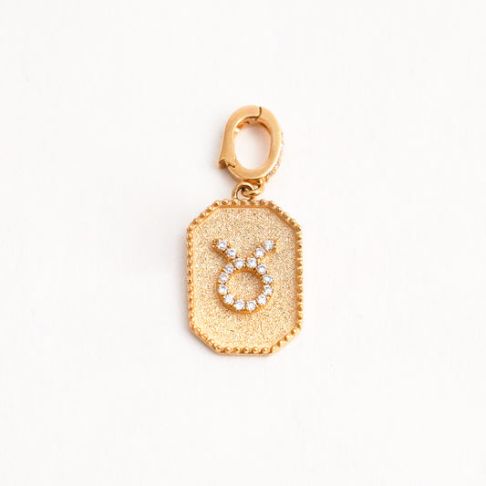 Dije de signo zodiacal con diamantes naturales en Oro18k - Tauro