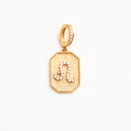 Dije de signo zodiacal con diamantes naturales en Oro18k - Leo
