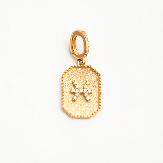 Dije de signo zodiacal con diamantes naturales en Oro18k - Piscis
