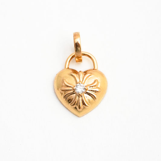 Dije Charm Corazón anima con diamante natural en Oro 18k