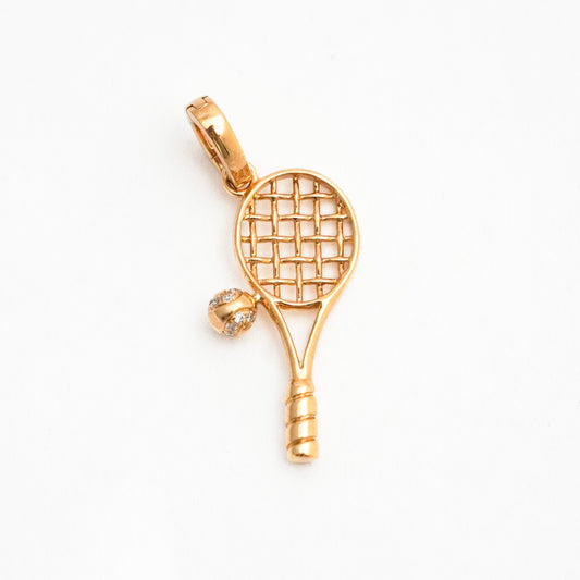 Dije Charm Raqueta tenis con diamantes naturales en Oro 18k