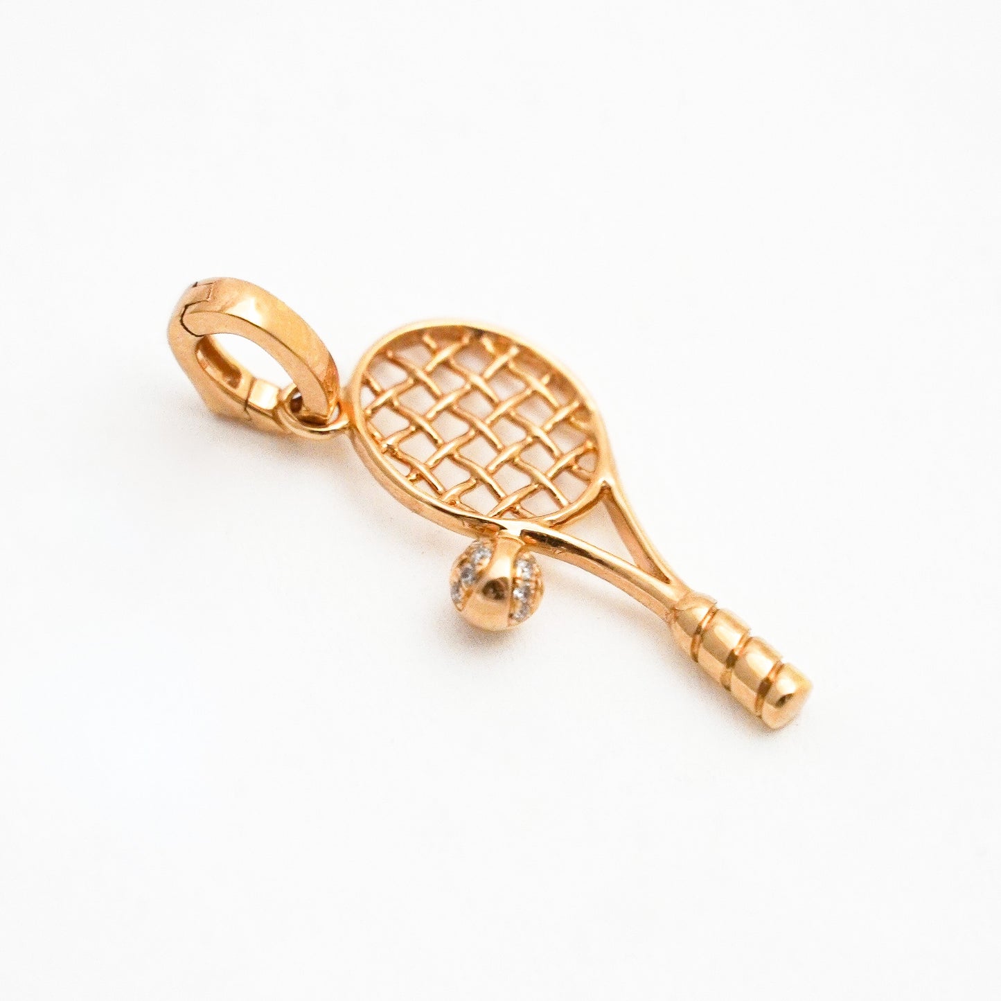 Dije Charm Raqueta tenis con diamantes naturales en Oro 18k