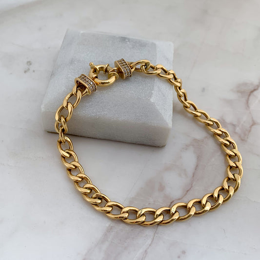 Pulsera Chain con cristales oro 18k