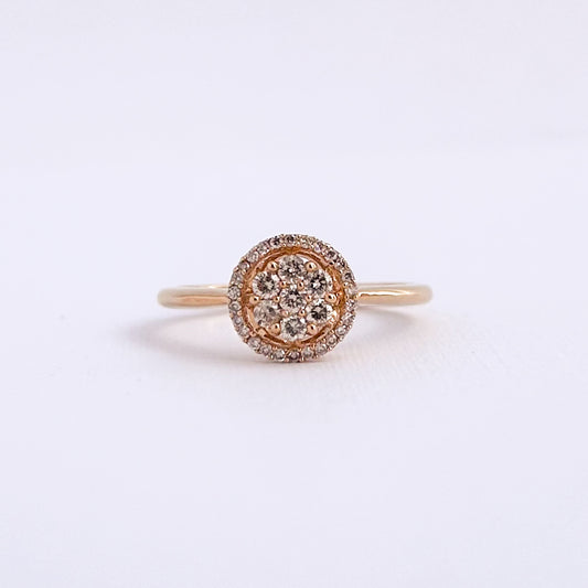 Anillo Halo Redondo mini con diamantes en oro 18k