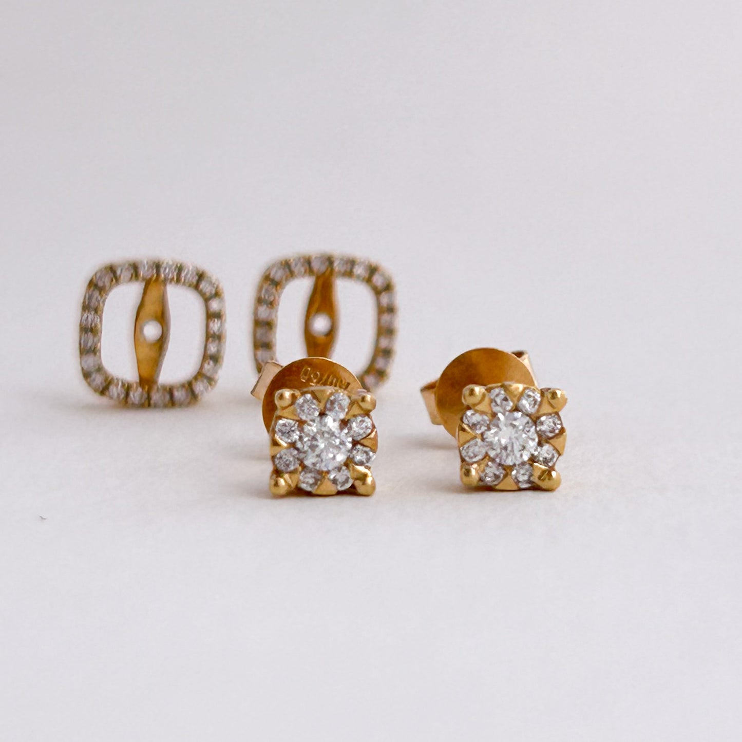 Aretes DoubleGlam con diamantes en Oro18k