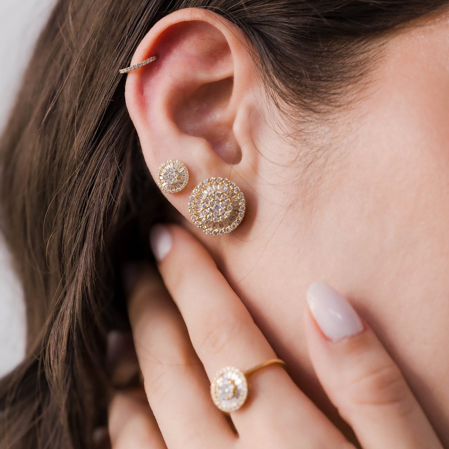 Aretes bride con diamantes en Oro 18k