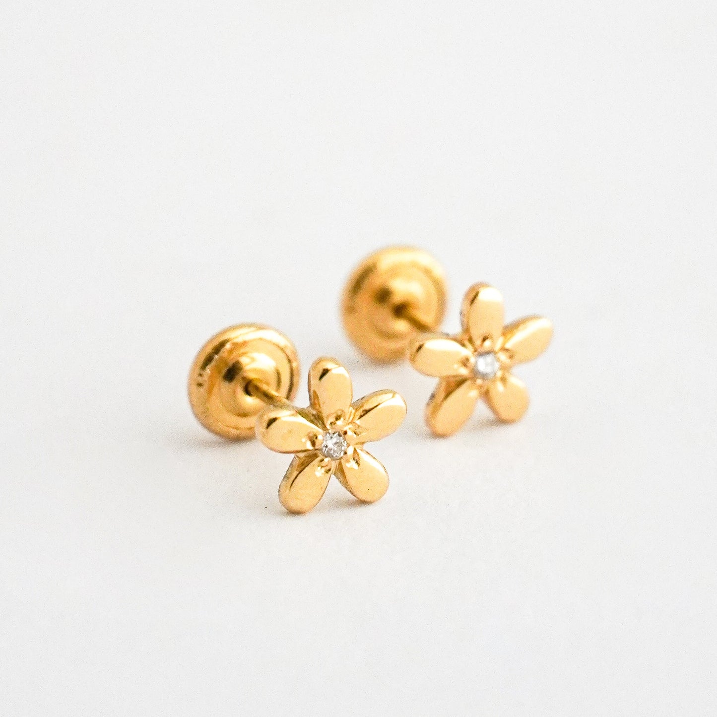 Aretes de bebé Oro18k Lilia con diamante natural