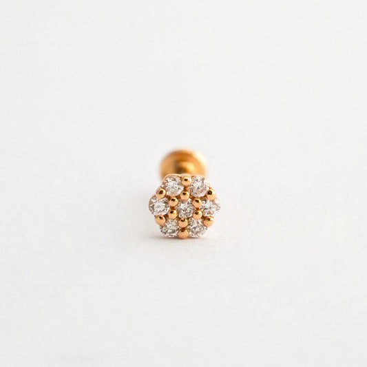 Piercing roseta redondo en Oro18k con diamantes naturales