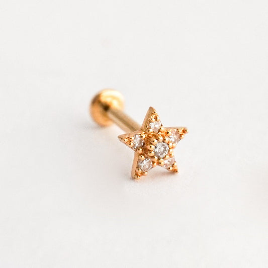 Piercing estrella en Oro18k con diamantes naturales