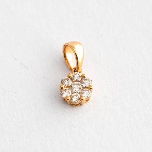 Dije mini lumiere redondo punto de luz con diamantes en oro18k