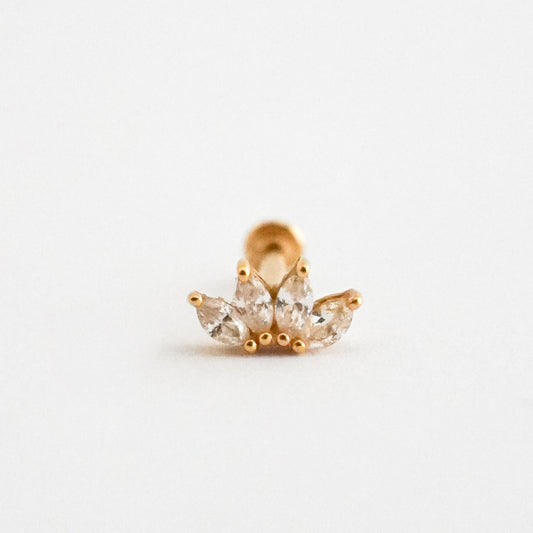 Piercing flor de loto en Oro18k con diamantes naturales