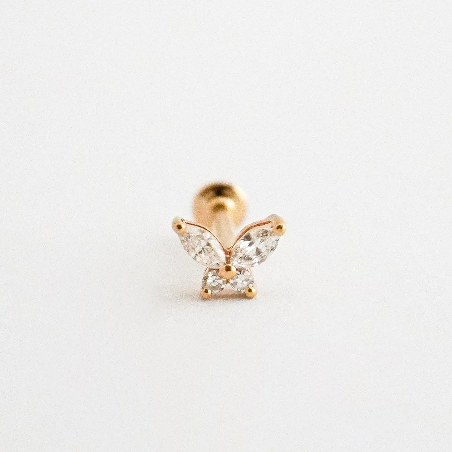 Piercing mariposa  en Oro18k con diamantes naturales