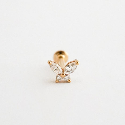 Piercing mariposa  en Oro18k con diamantes naturales