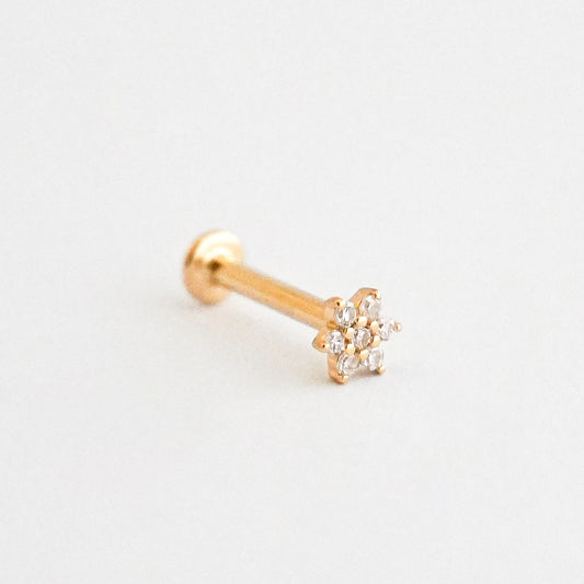 Piercing mini roseta  en Oro18k con diamantes naturales