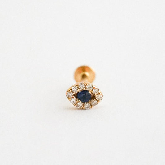 Piercing ojo turco en Oro18k con zafiro y diamantes naturales
