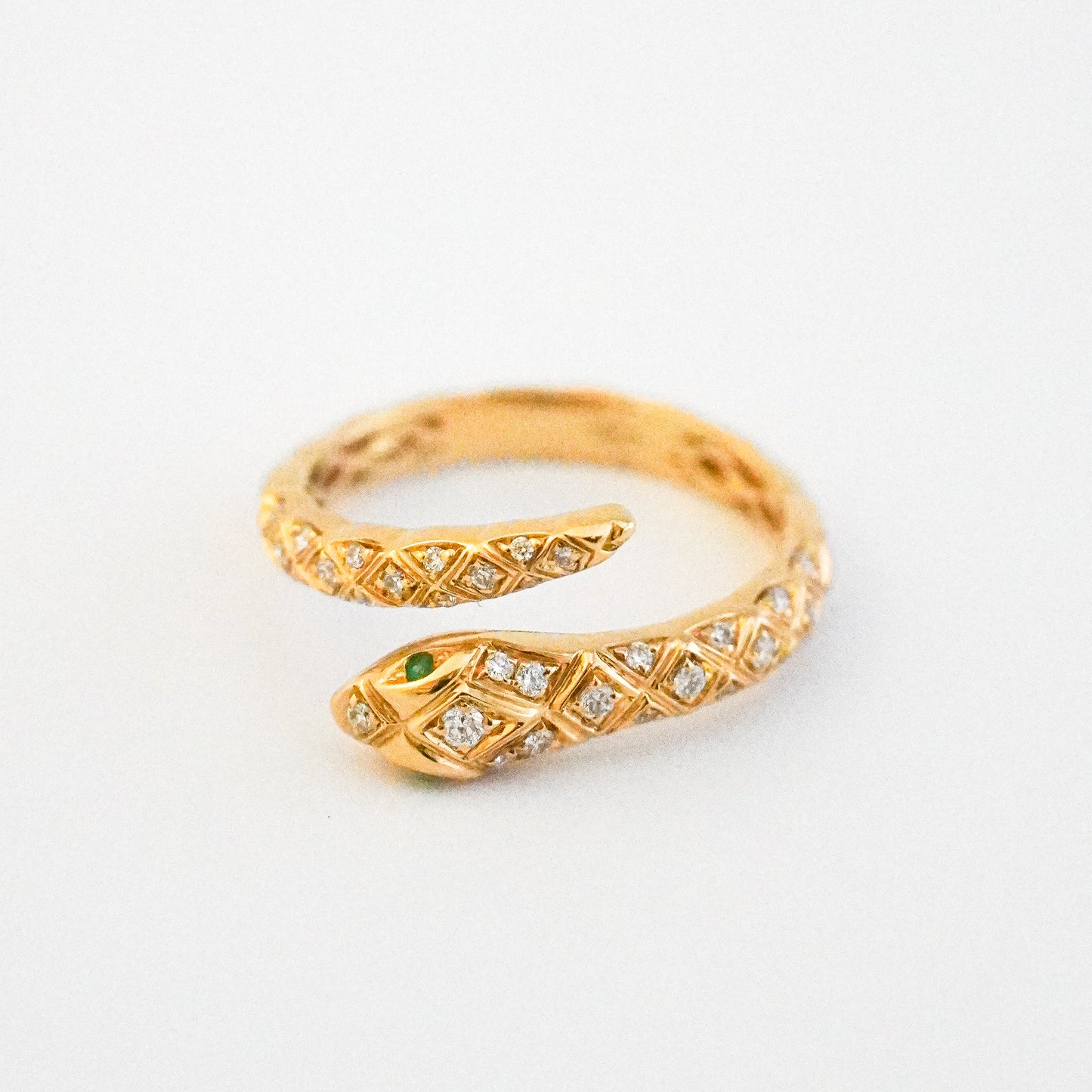 Anillo Sibilia Serpiente Esmeralda con diamantes naturales Oro18k