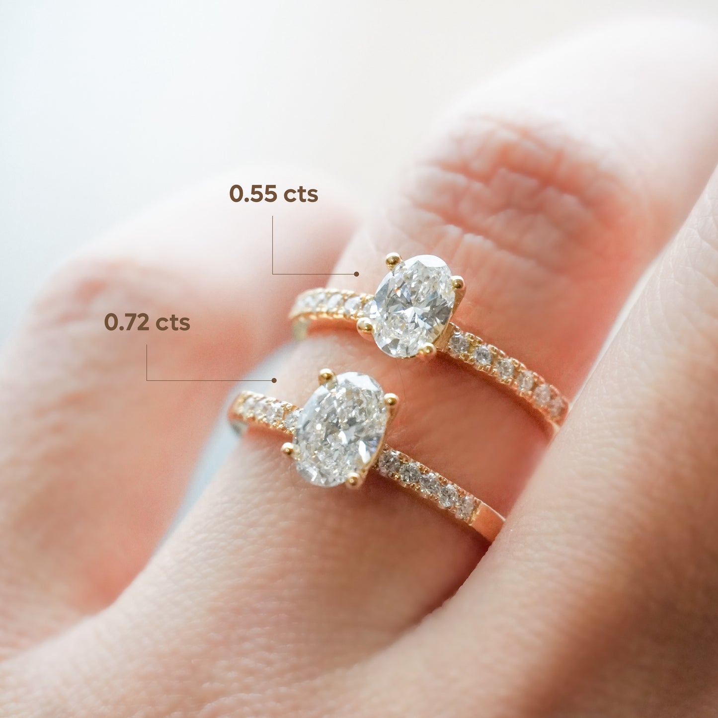 Anillo de Compromiso Oro18k - 16 / Oval / Diamantes Lab Grown