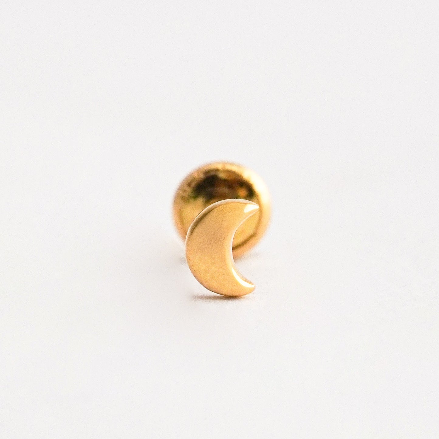 1/2 par arete de bebé luna 6 mm Oro 18k