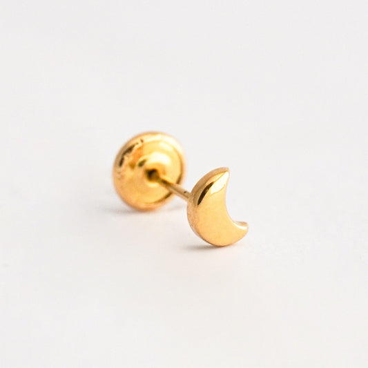 1/2 par arete de bebé luna 6 mm Oro 18k