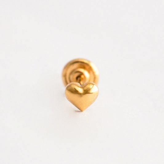 1/2 par arete bebé corazón 4.5 mm Oro 18k