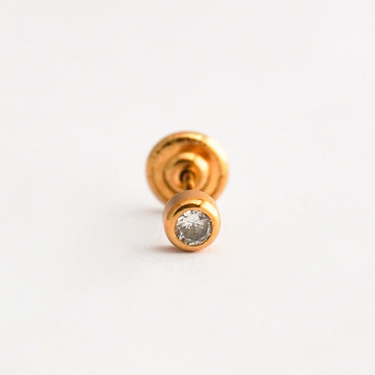 1/2 par arete de bebé Circón Brillante bicelado 3.5 mm Oro 18k