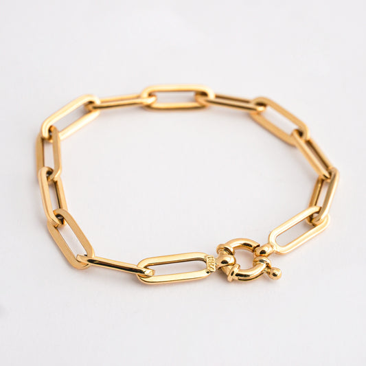 Pulsera clip gruesa en oro 18k