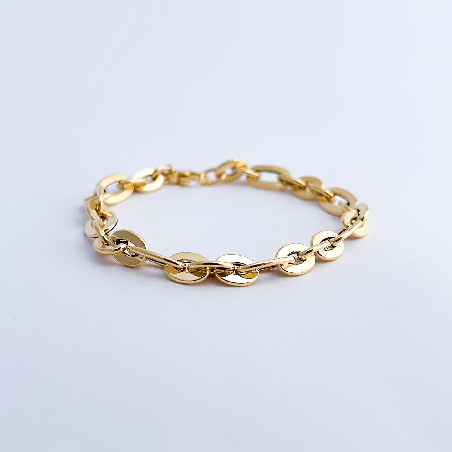 Pulsera eslabón plano oro 18k