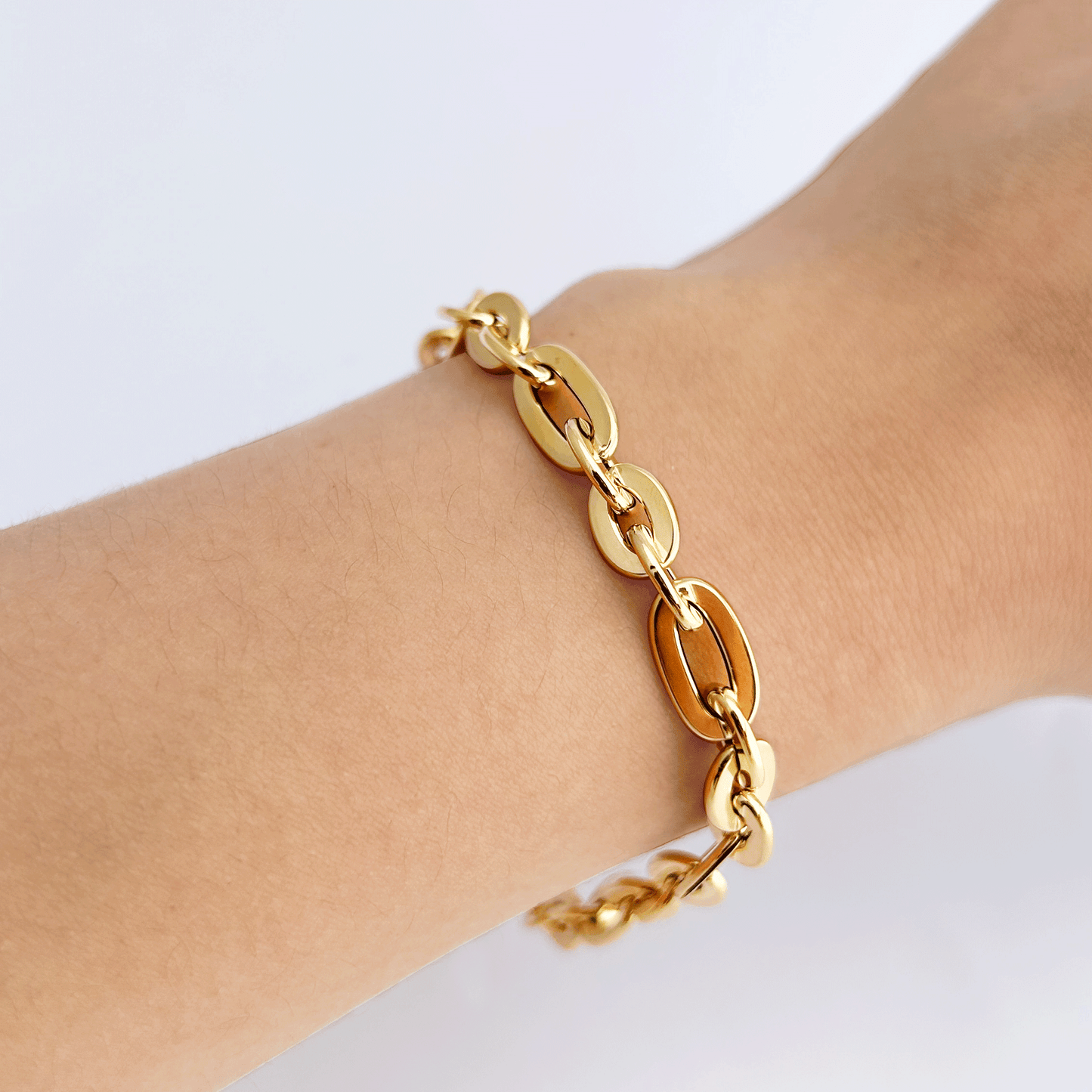 Pulsera eslabón plano oro 18k